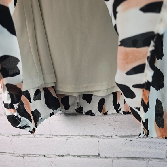 PEACH LOVE HALTER FLOWY TOP WHITE WITH LEOPARD PRINT LINED SIZE SM - Picture 2 of 7